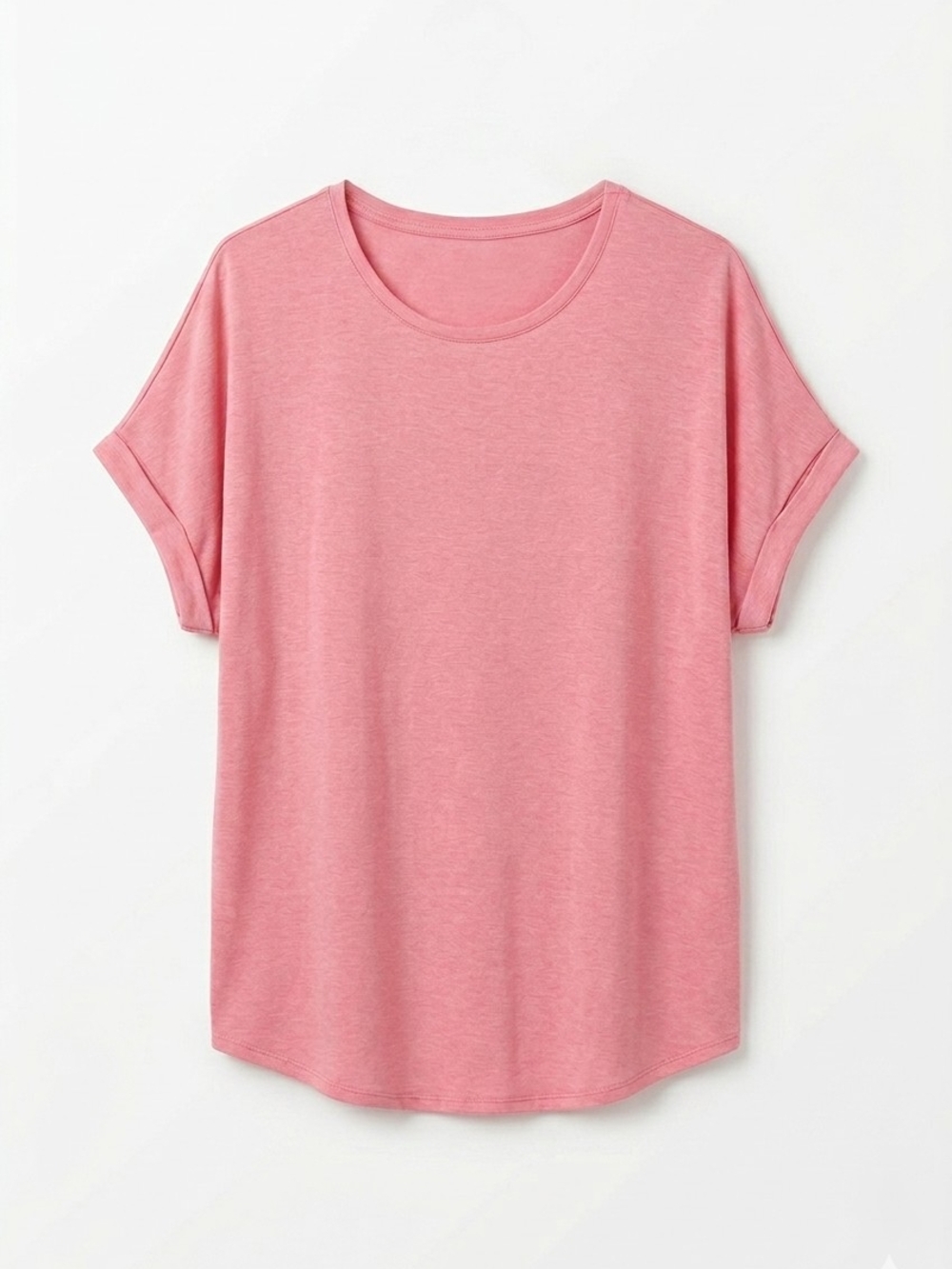Buffalo David Bitton Pink Heathered Relaxed Fit Cuffed Tee